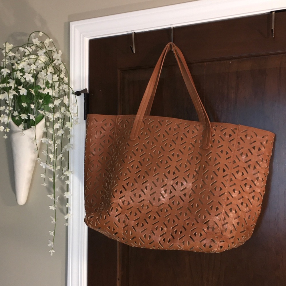 Merona Cognac Laser-Cut Tote